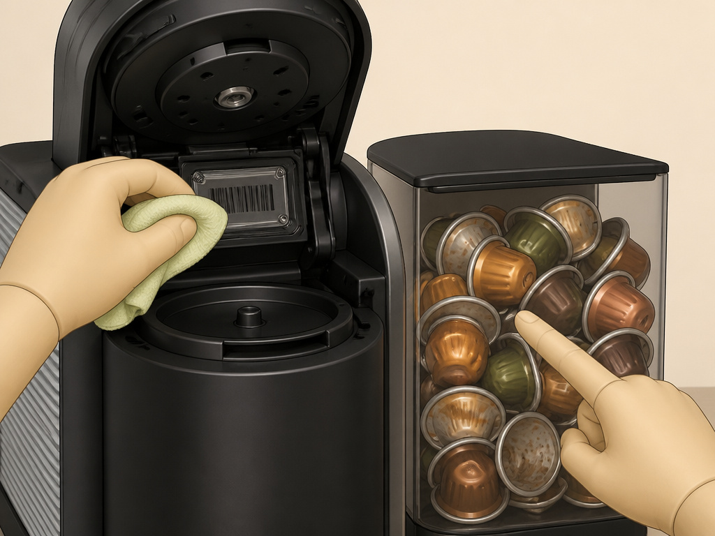 Advanced Nespresso troubleshooting for barcode cleaning and capsule container