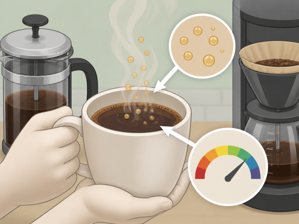 Coffee acidity and oils diagram for diverticulitis dietary considerations.