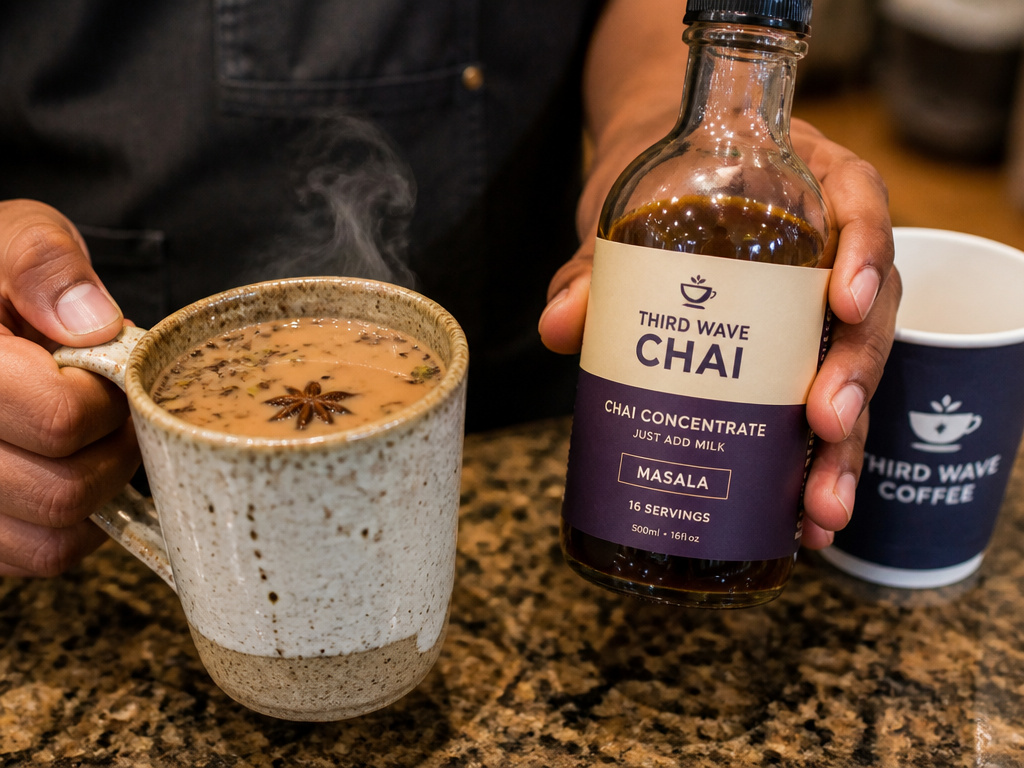 Comparison of freshly brewed masala chai versus commercial chai syrup concentrate.
