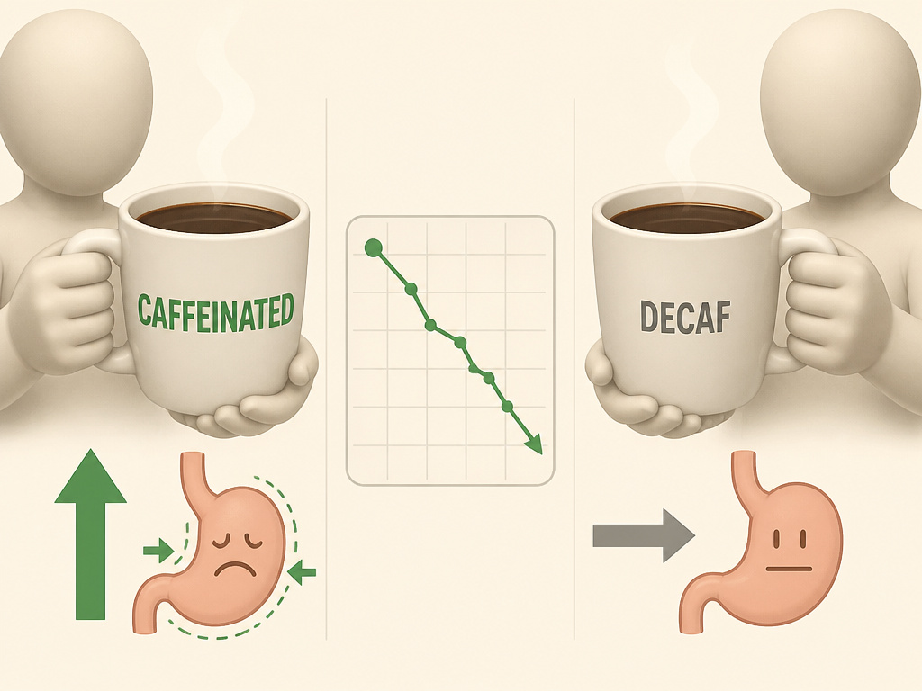 Caffeinated versus decaf coffee comparison for appetite suppression effect.