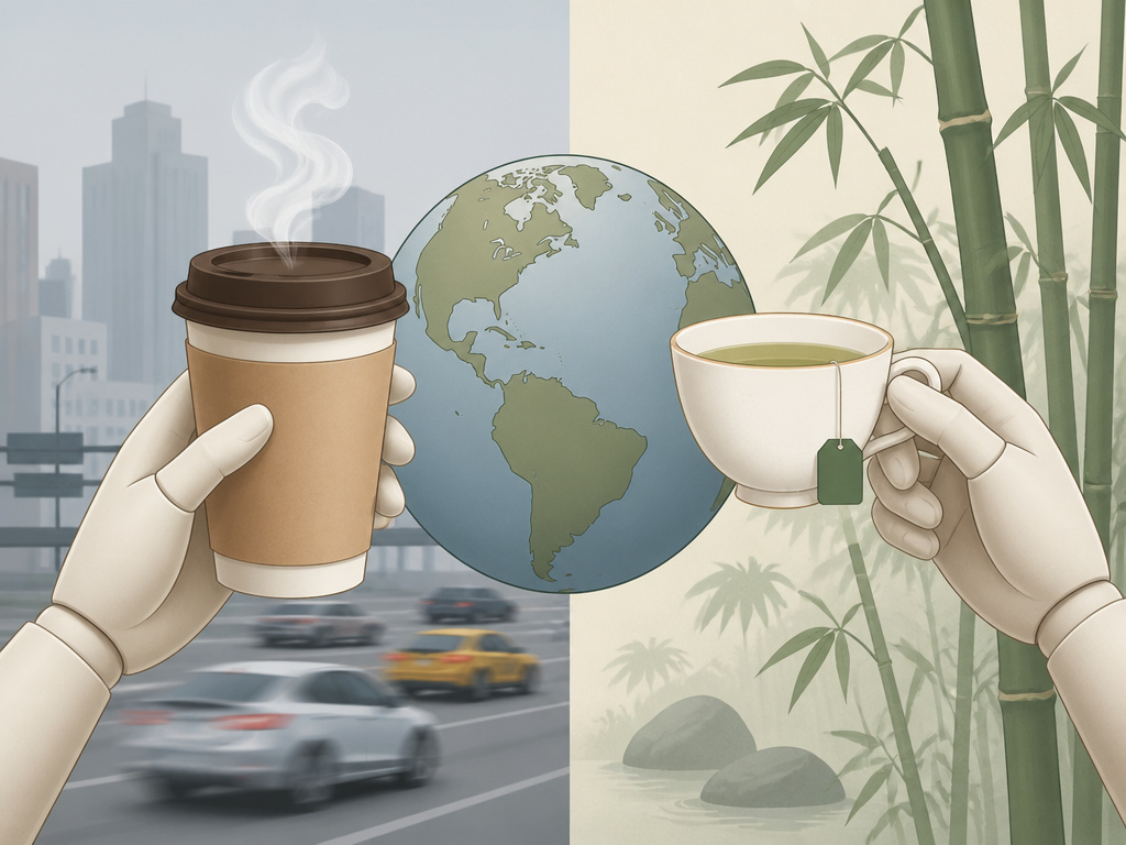 Global comparison of coffee and tea consumption in fast-paced versus calm cultures.