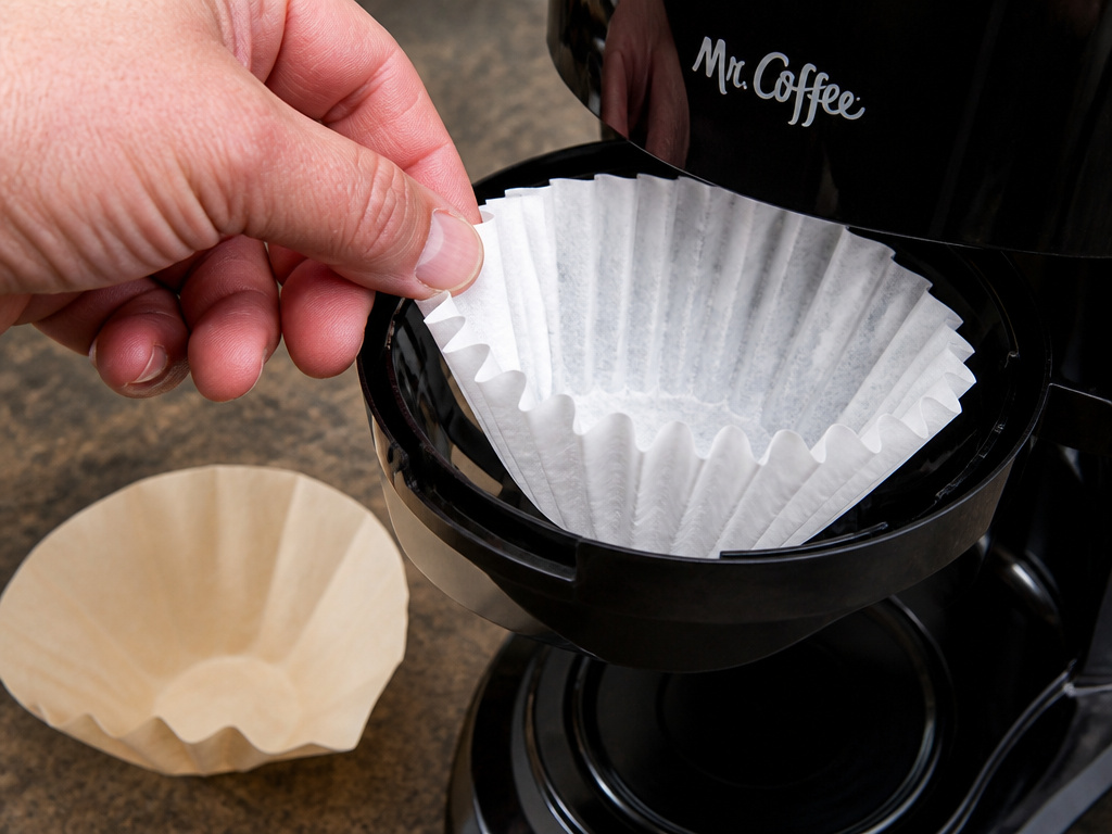 Correct #4 basket filter placement in a Mr. Coffee machine basket.