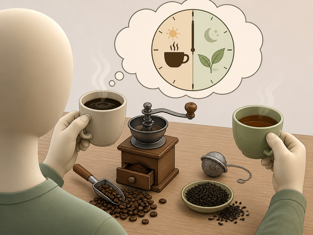 Choosing between black tea and coffee based on caffeine and daily routine.