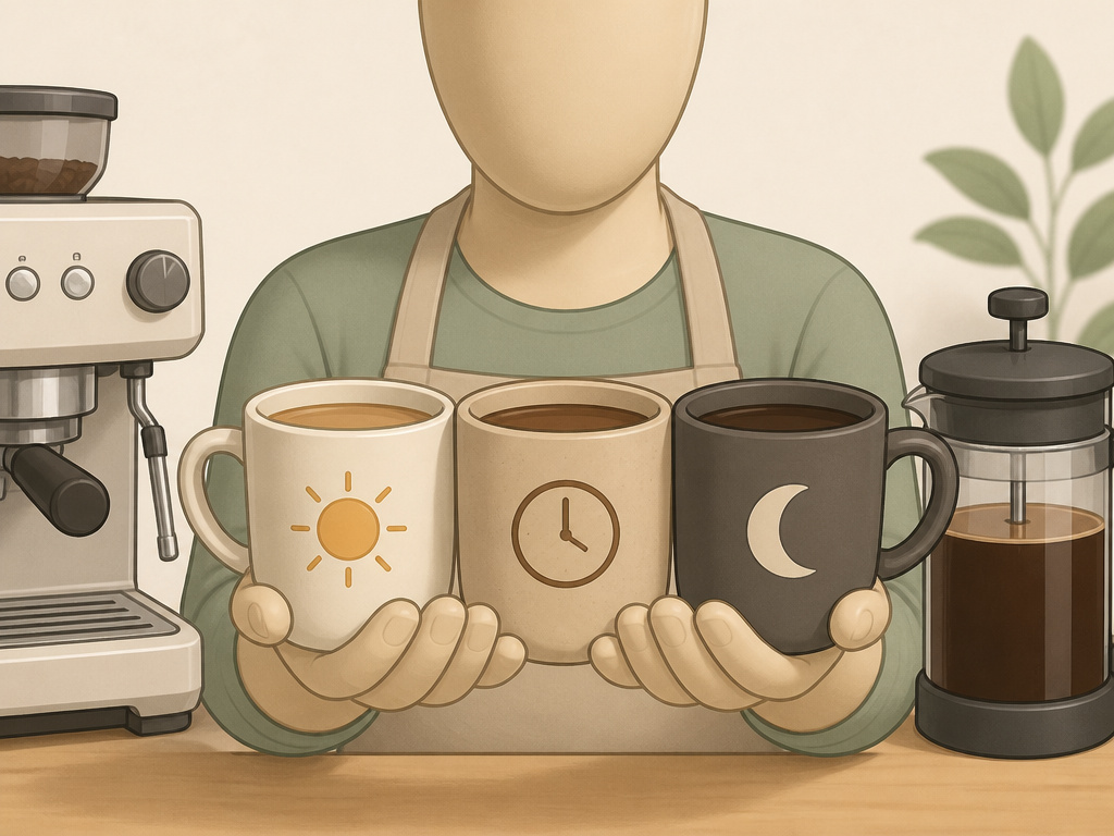 Guide to choosing light, medium, or dark roast coffee based on time and brewer