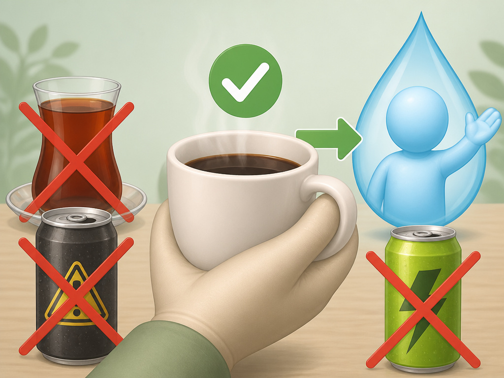 Coffee compared to tea, soda, and energy drinks for kidney stone risk.