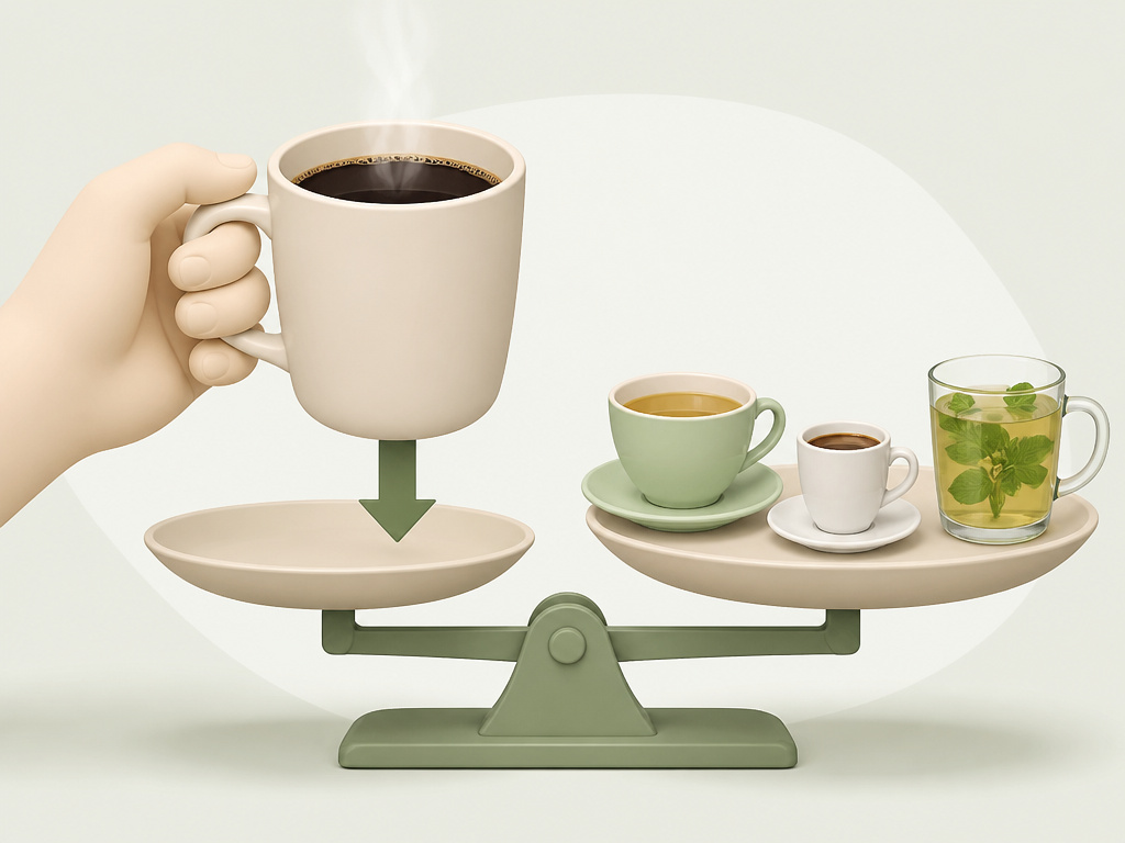 Coffee compared to tea and espresso on a scale for weight loss benefits.