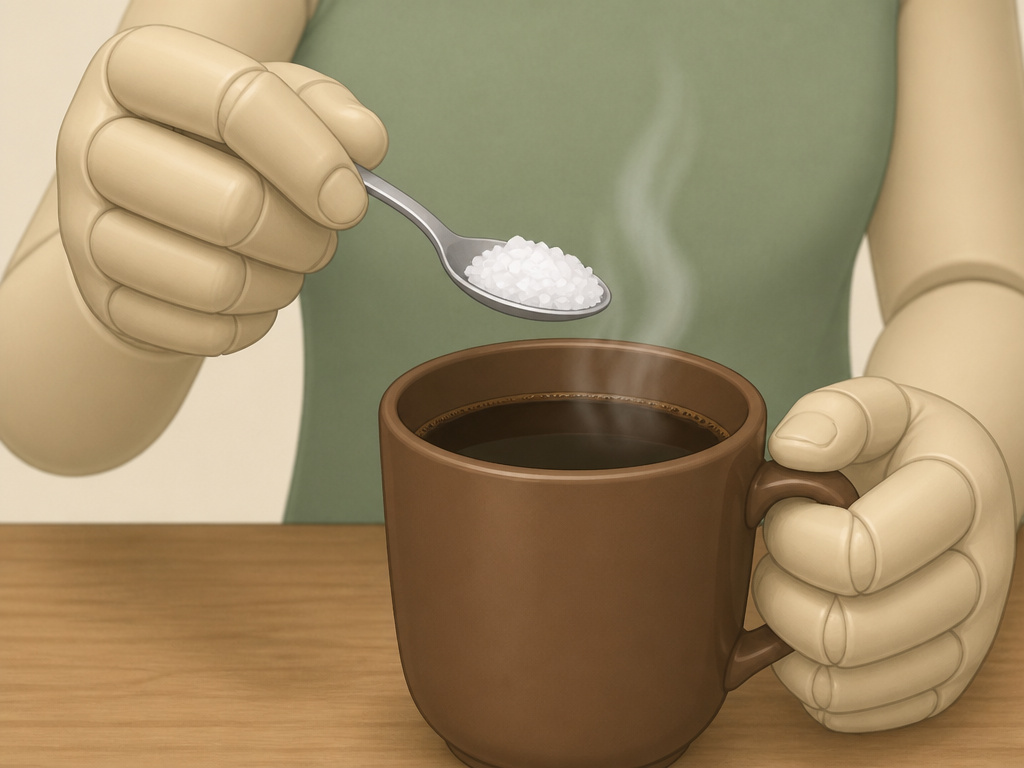 Adding a pinch of salt to a cup of black coffee to reduce bitterness