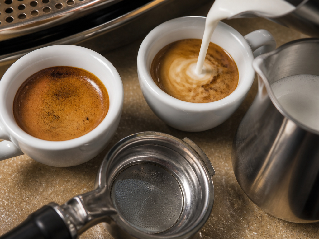 Cortadito and cafecito Cuban coffee variations served in small cups.