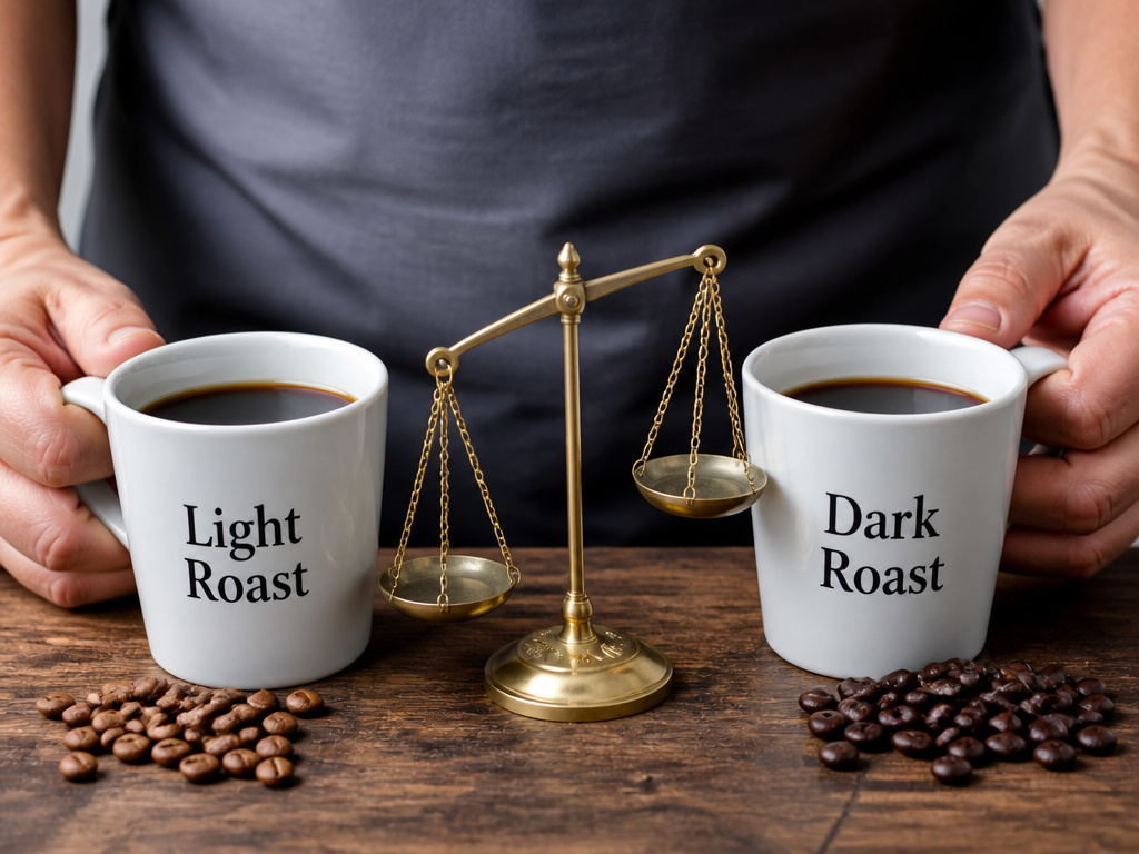 Light roast vs dark roast coffee comparison for health and flavor strength.