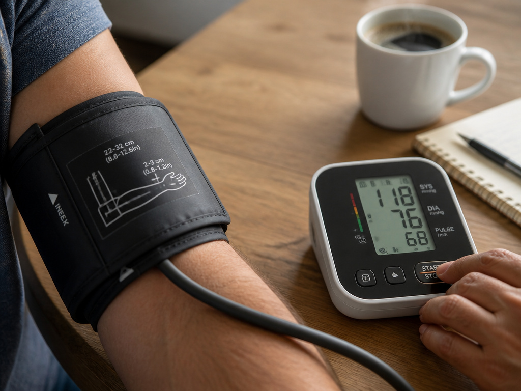 Home blood pressure monitor and coffee for personal caffeine response test