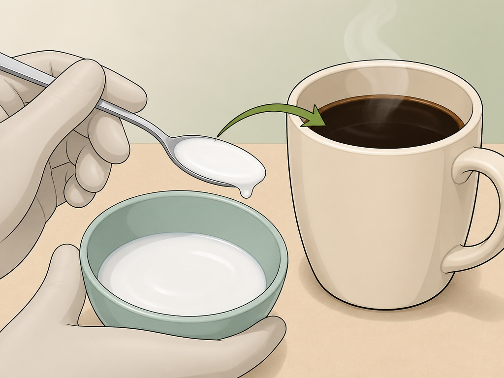 Mixing powdered sugar into a paste before adding to hot coffee to prevent clumps.