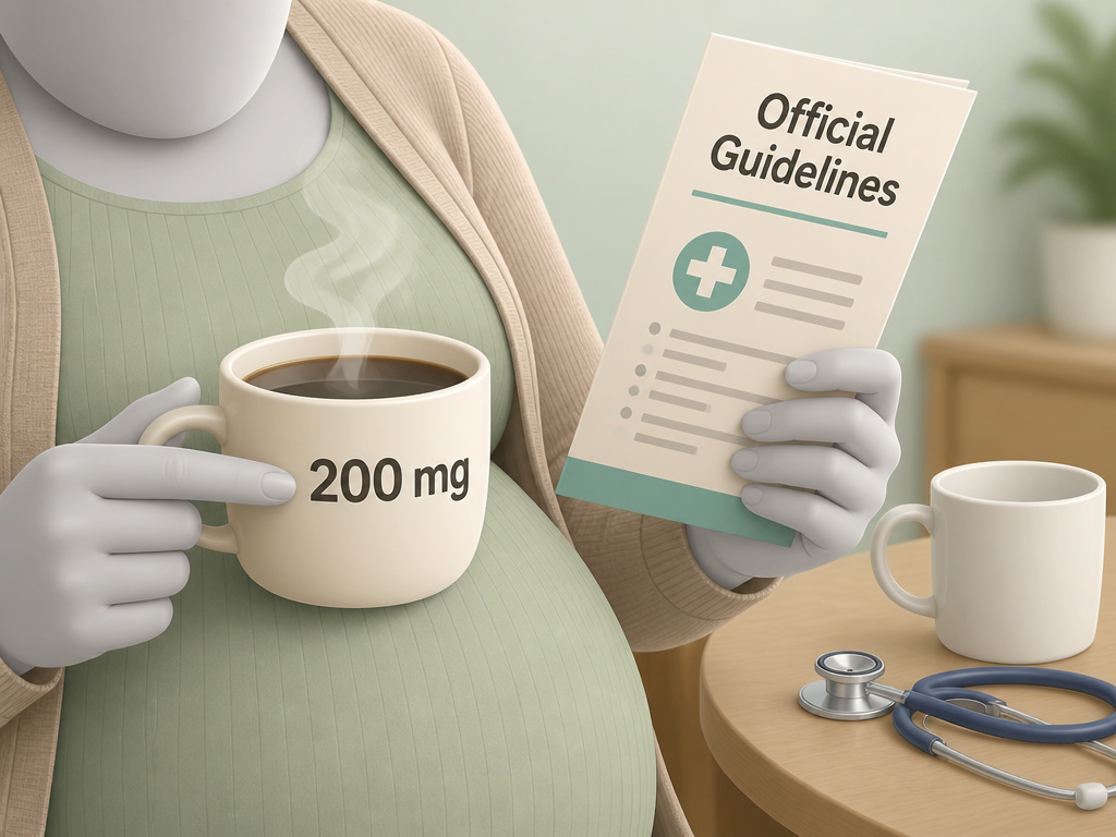 Official 200mg caffeine limit during pregnancy versus a doctor's stethoscope