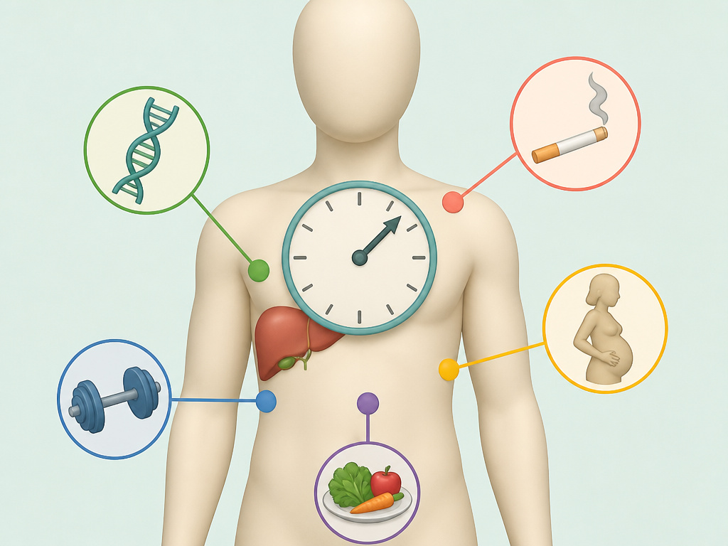 Factors affecting how long coffee's caffeine lasts in the human body infographic.