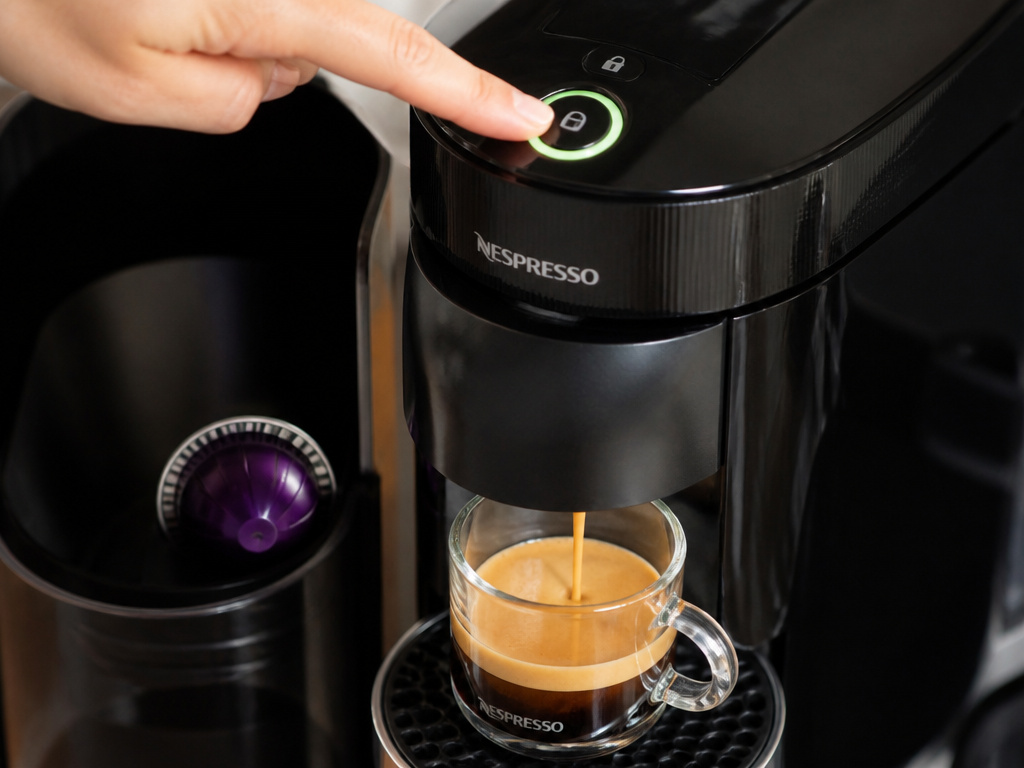 Using the button hack to brew a stronger double espresso from a coffee pod