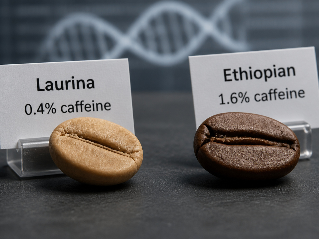 Genetic and environmental impact on caffeine levels in different coffee beans.