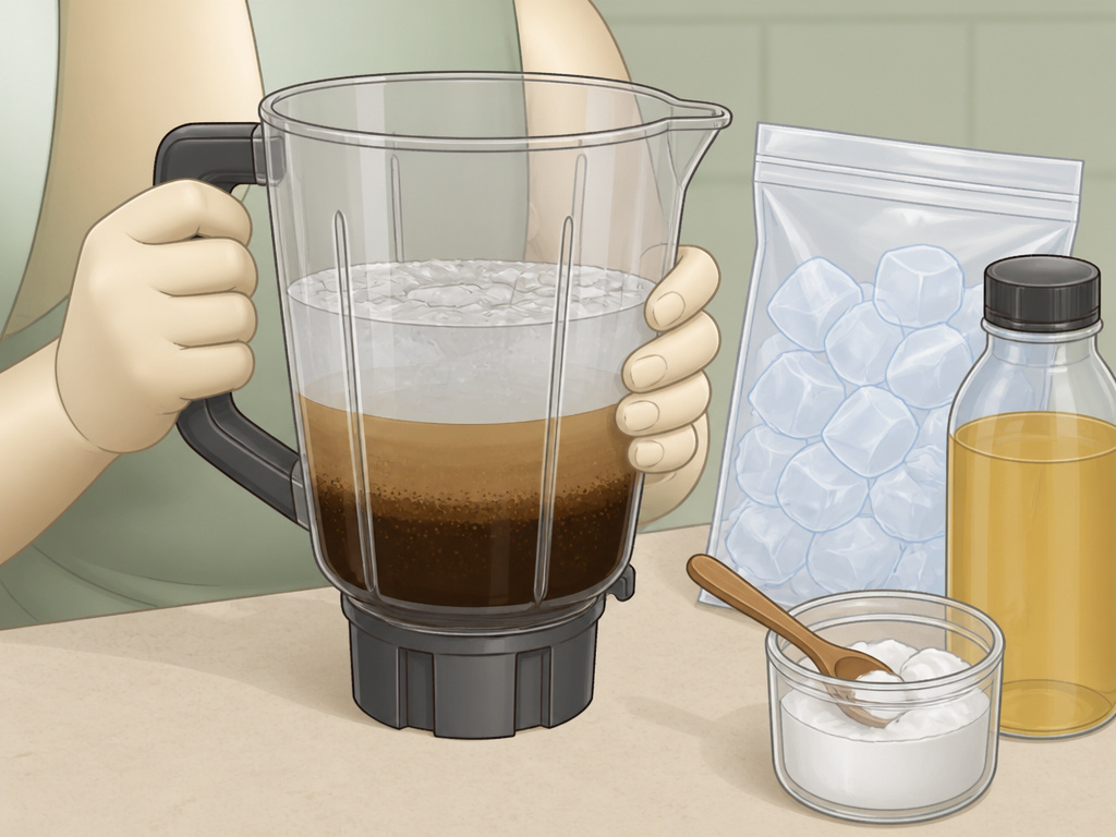 Troubleshooting a failed coffee frappe in a blender, showing separation and fixes.