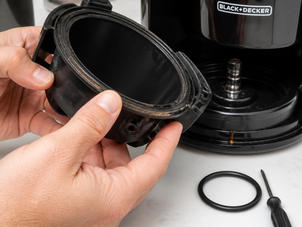 Troubleshooting OXO grinder static and burr jams with brush and water spritz