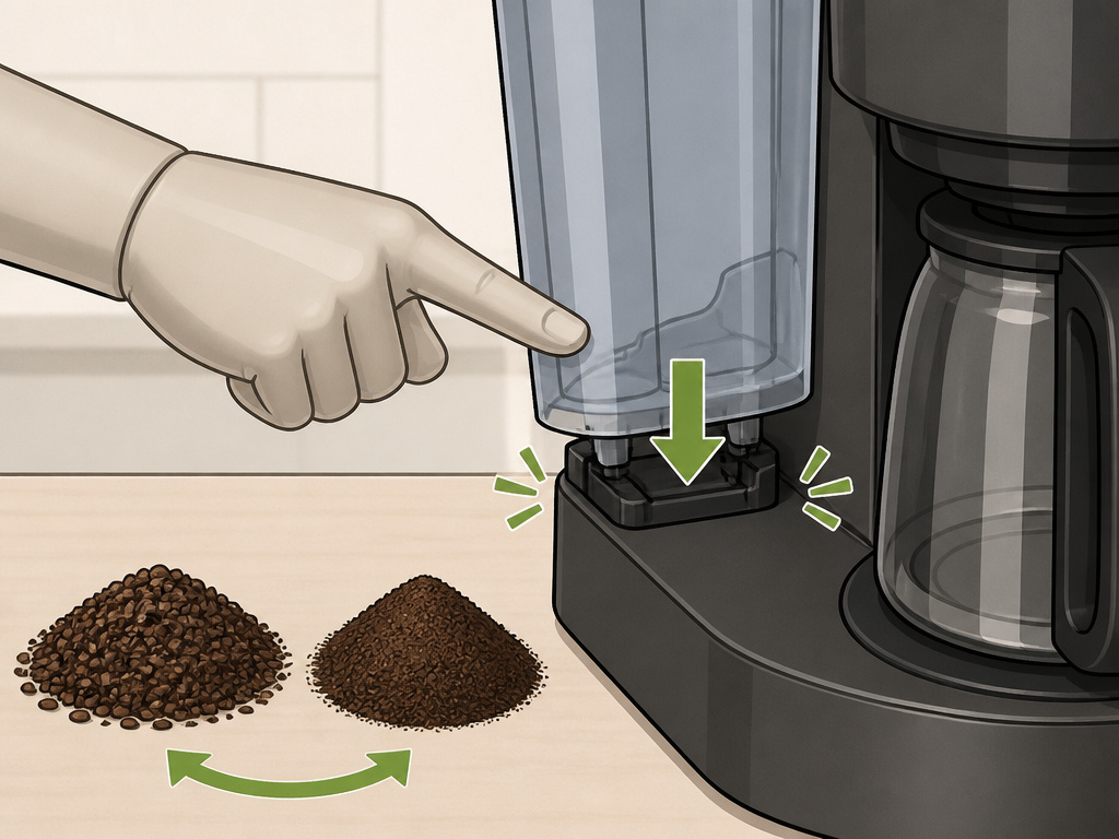 Troubleshooting a Ninja coffee maker's grind setting and water reservoir placement