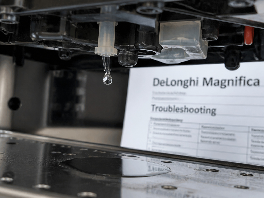 Delonghi coffee machine internal water leak and manual for troubleshooting