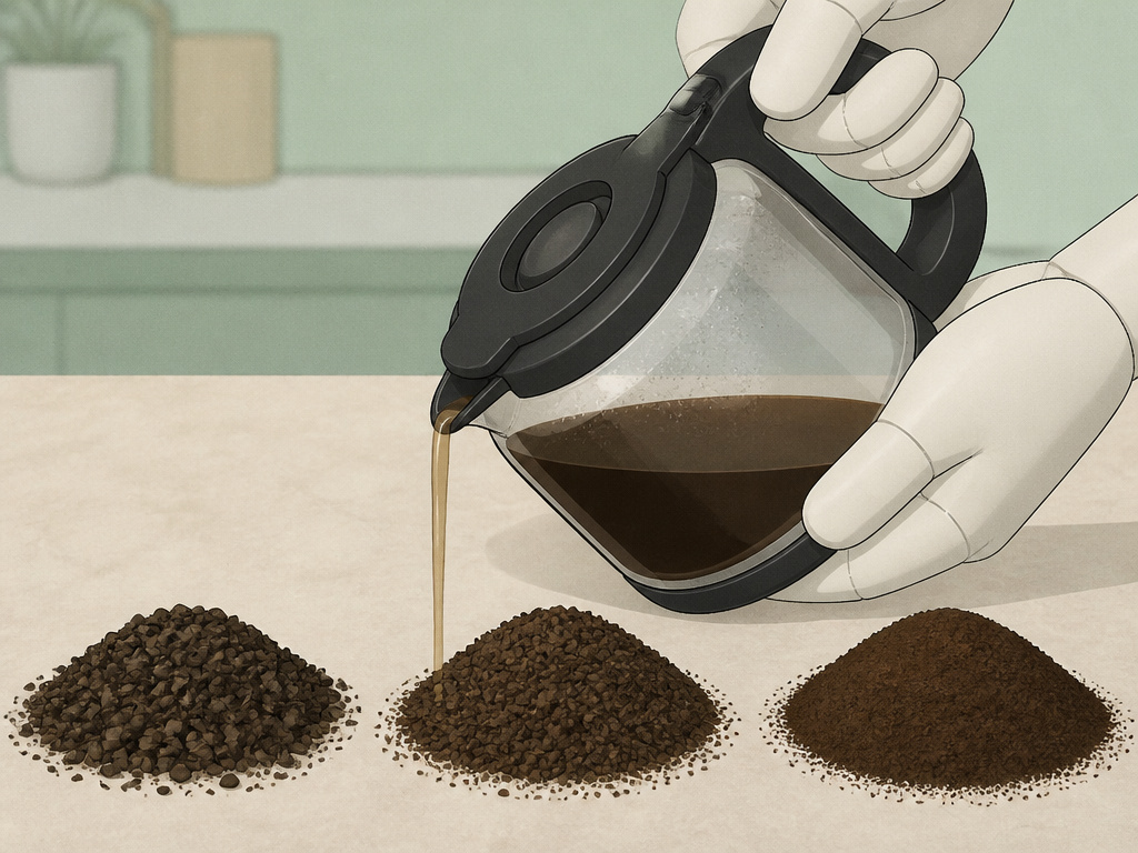 Troubleshooting weak or bitter coffee from a Hamilton Beach coffee maker due to grind size.