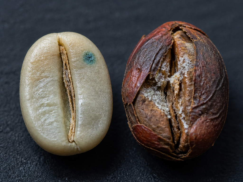 Mold risk comparison on wet process vs dry process coffee beans