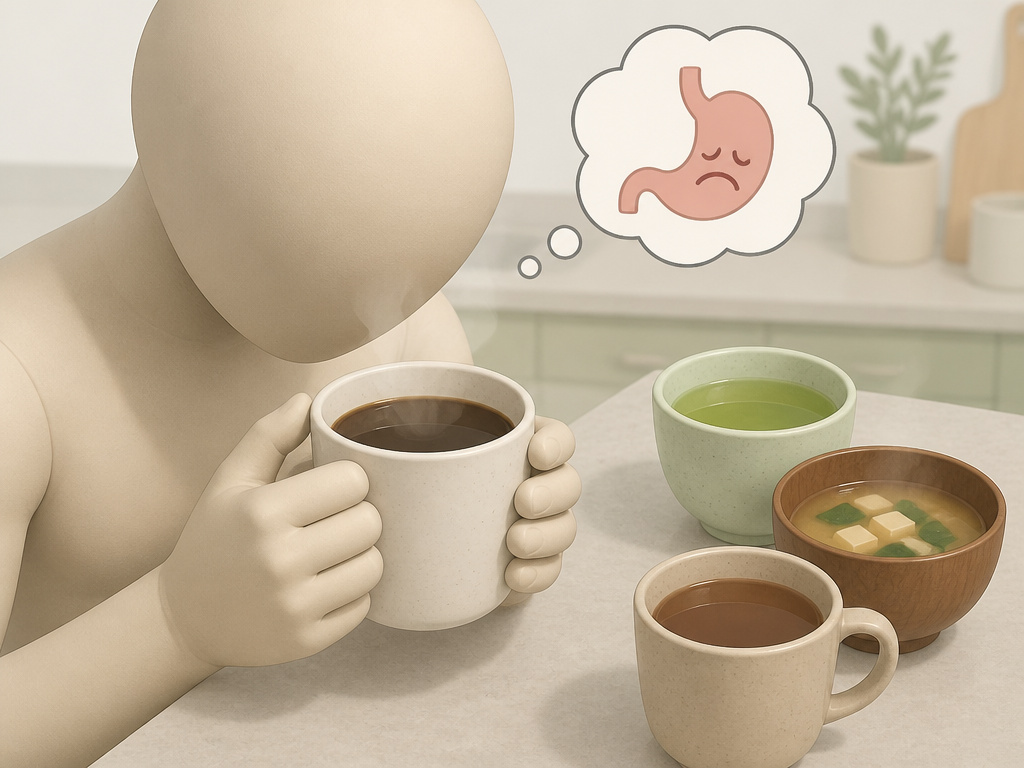 Person considering coffee alternatives after gallbladder surgery.