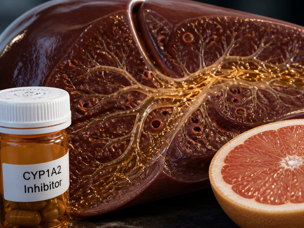 Liver metabolism slowing caffeine clearance due to medication and health conditions.