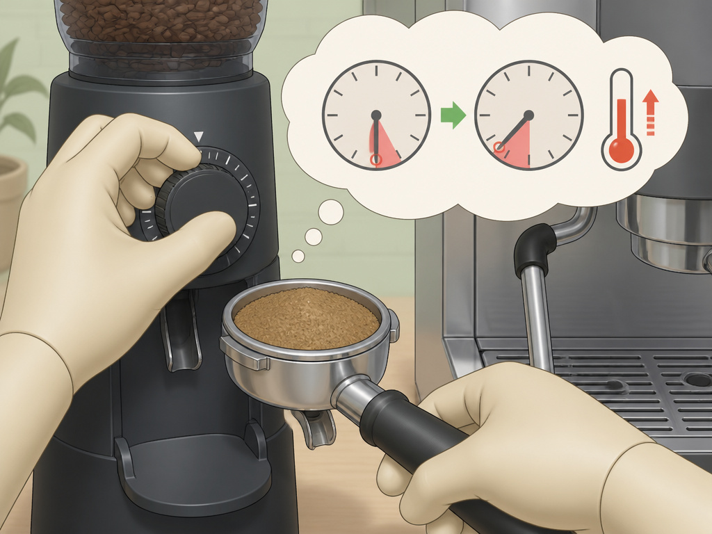 Adjusting espresso grind and time for light roast coffee extraction