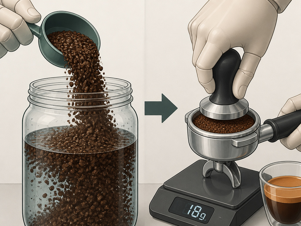 Comparing cold brew and espresso coffee dose ratios for different brewers
